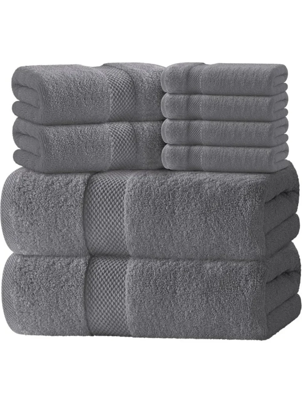 Luxury 8-Piece Bath Towel Set - 100% Turkish Cotton, Highly Absorbent, Soft